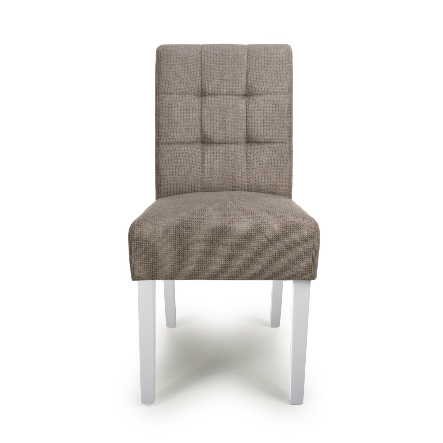 Moseley Waffle Flax Effect Light Brown Dining Chair in White Legs