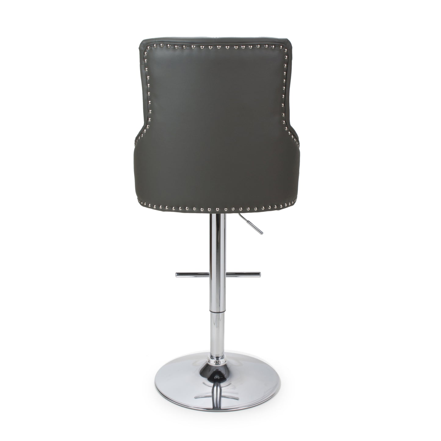Graphite Grey Leather Adjustable Bar Stool Chrome Base