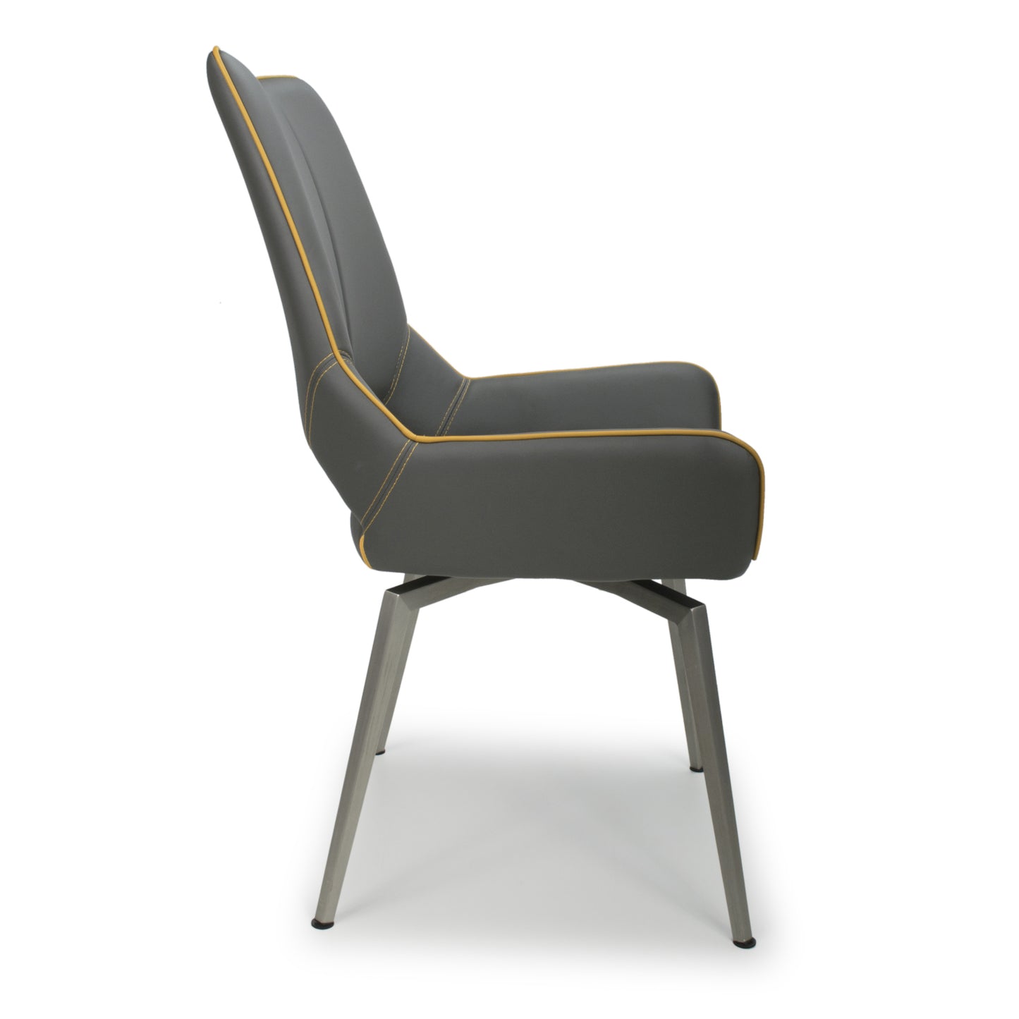 Grey and Yellow Leather Swivel Dining Chair