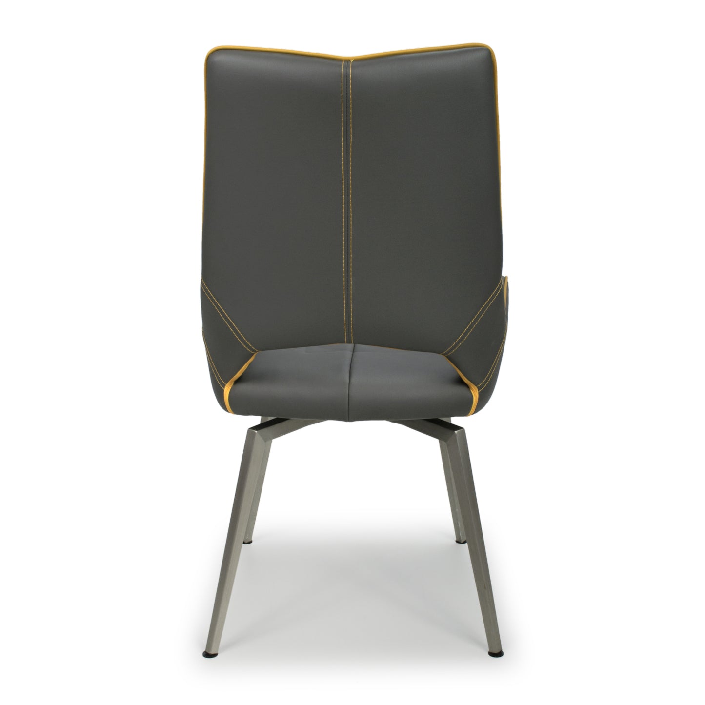 Grey and Yellow Leather Swivel Dining Chair