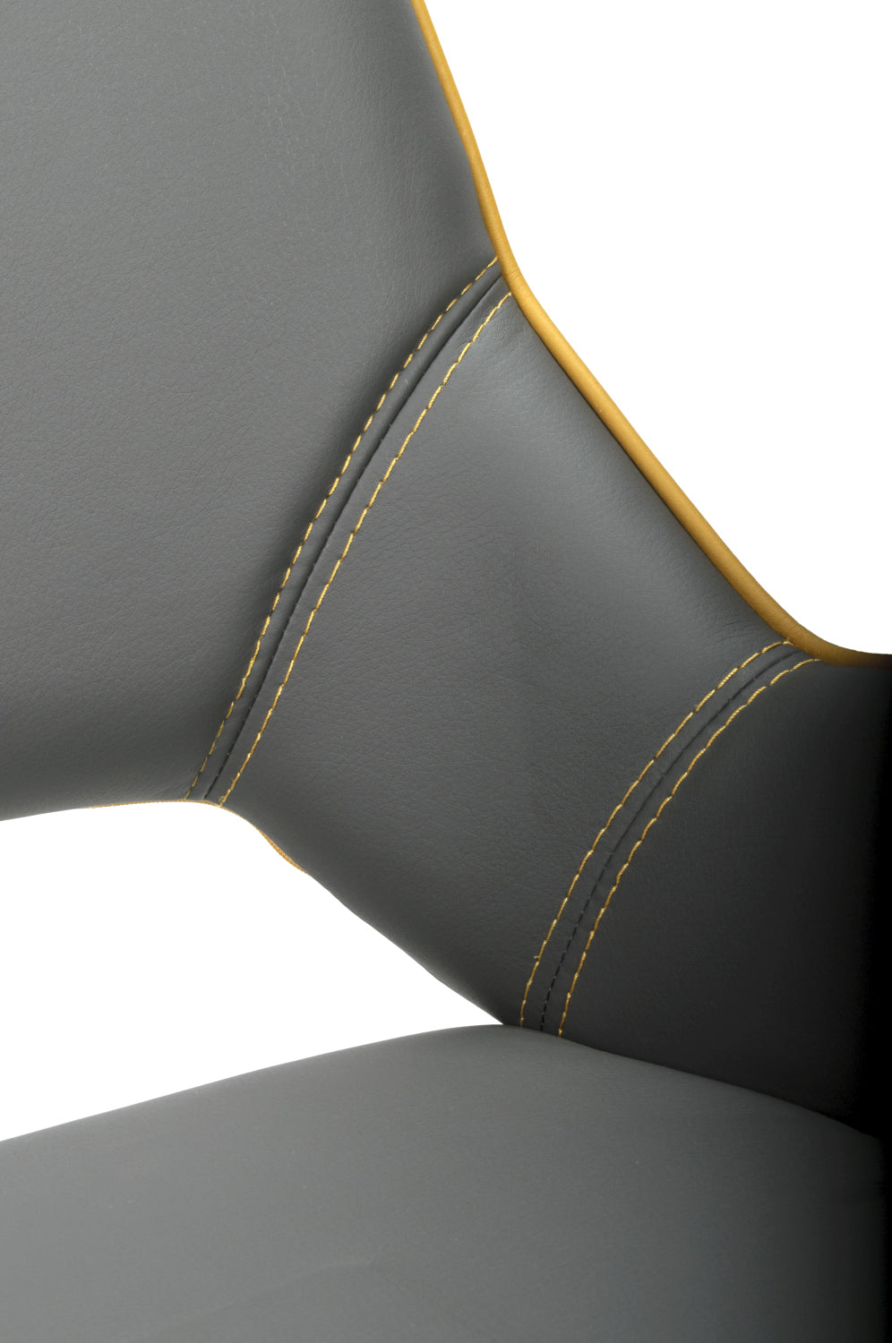 Grey and Yellow Leather Swivel Dining Chair