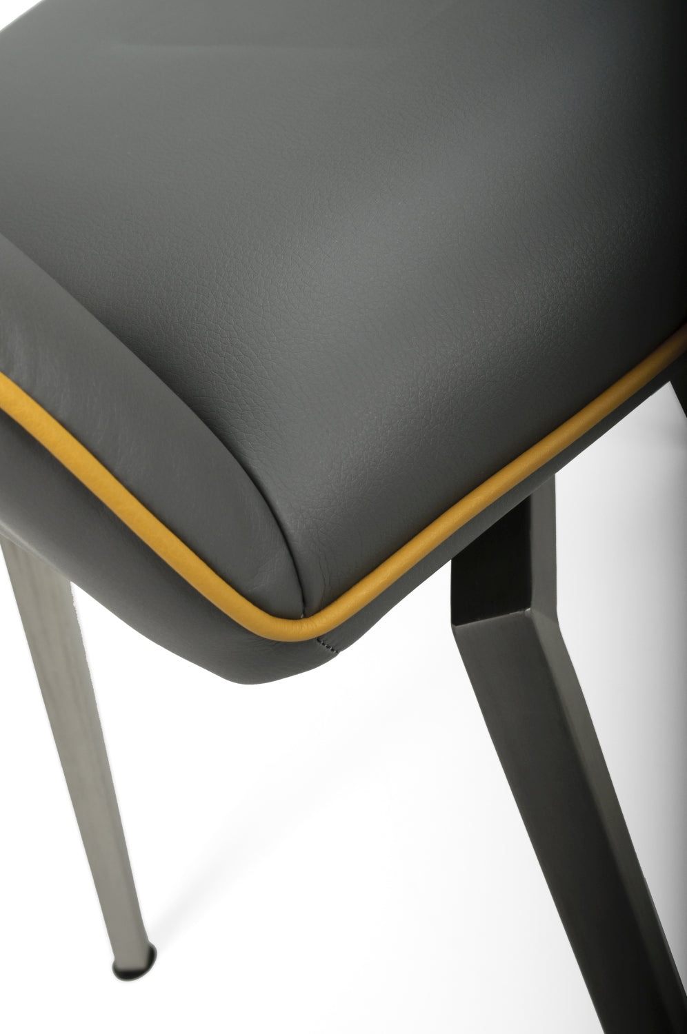 Grey and Yellow Leather Swivel Dining Chair