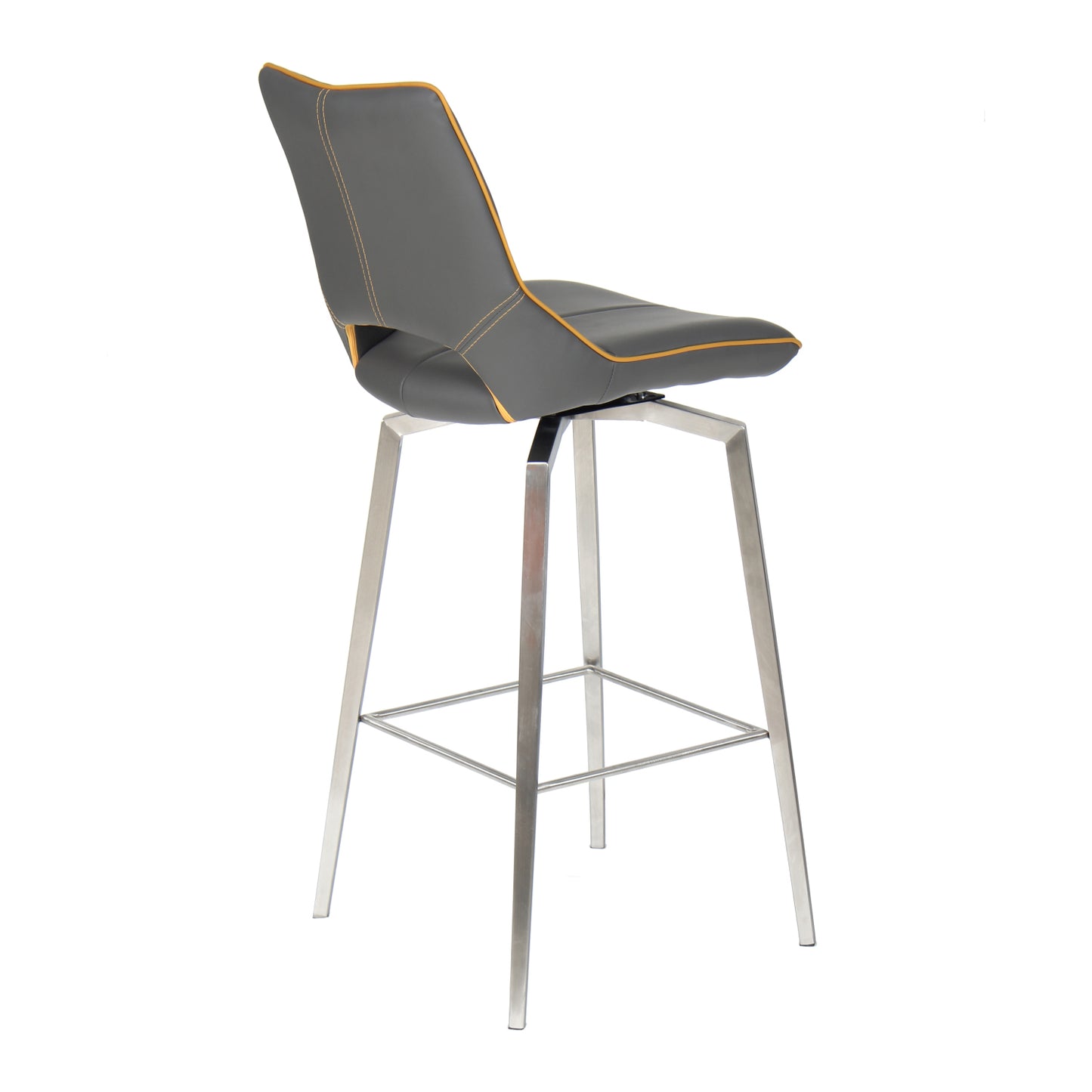 Grey Leather Swivel Bar Stool