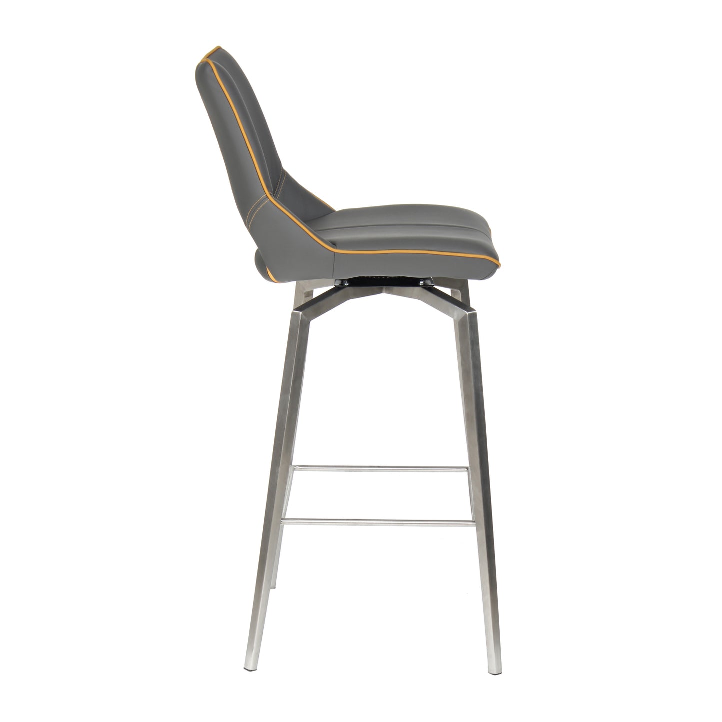 Grey Leather Swivel Bar Stool