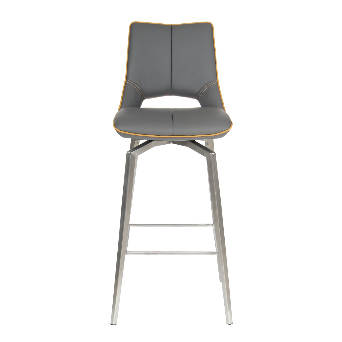 Grey Leather Swivel Bar Stool