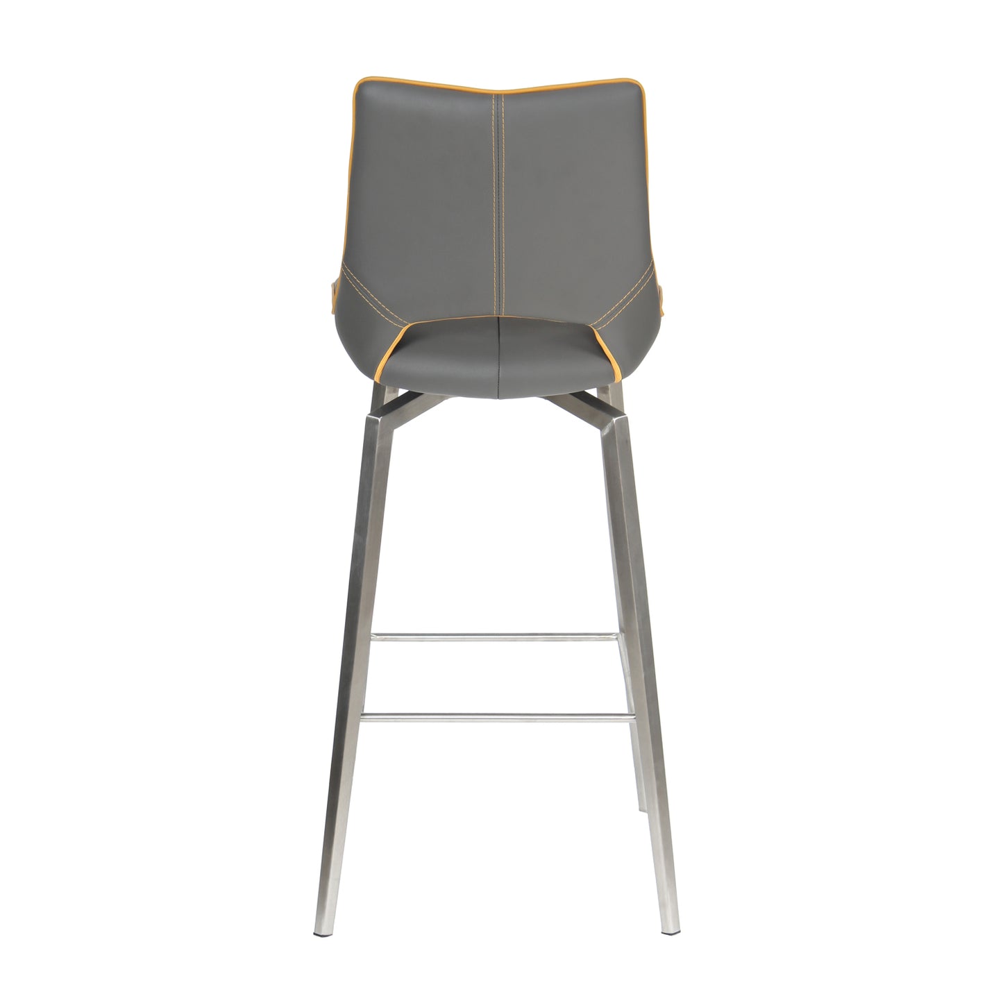 Grey Leather Swivel Bar Stool