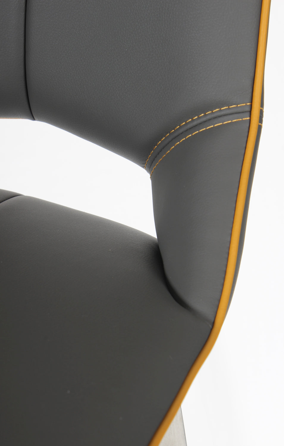 Grey Leather Swivel Bar Stool