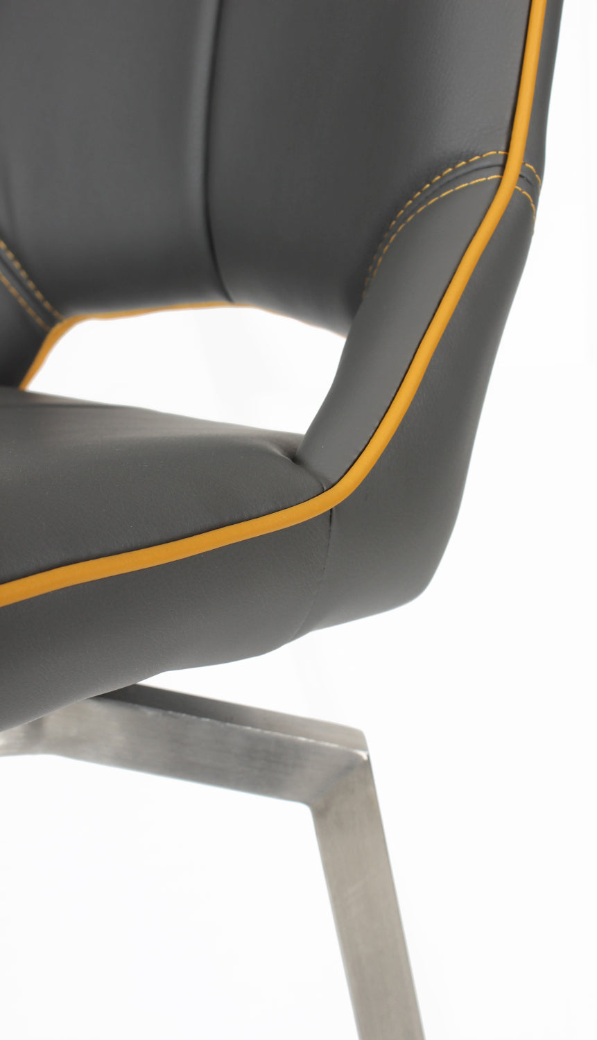 Grey Leather Swivel Bar Stool
