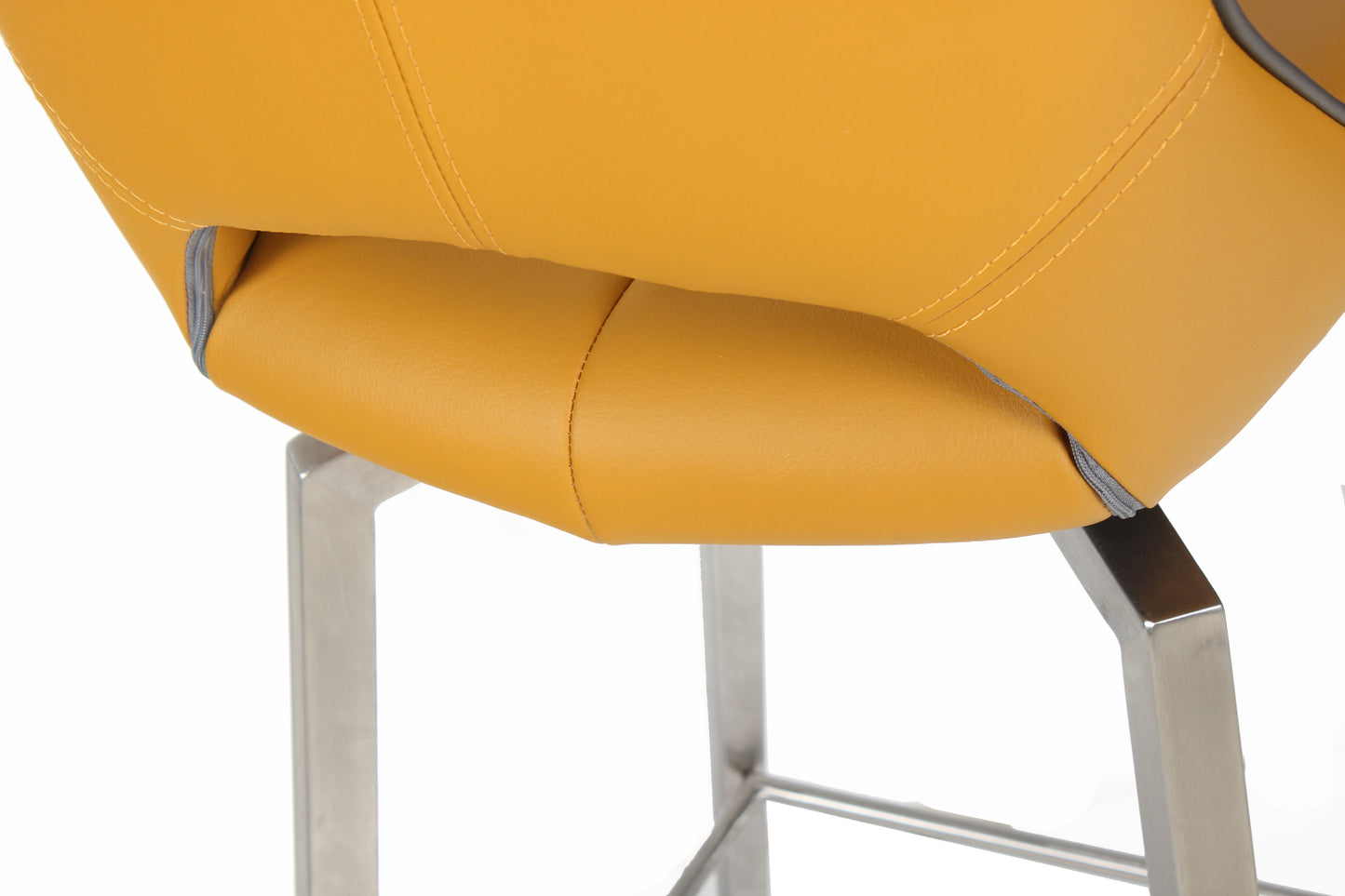 Yellow Leather Swivel Bar Stool Stainless Steel Legs