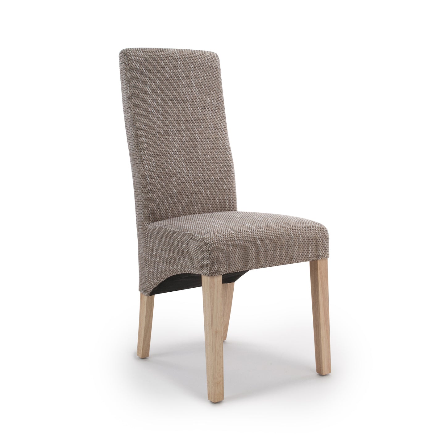 Brown Tweed Fabric Dining Chair Light Wood Legs