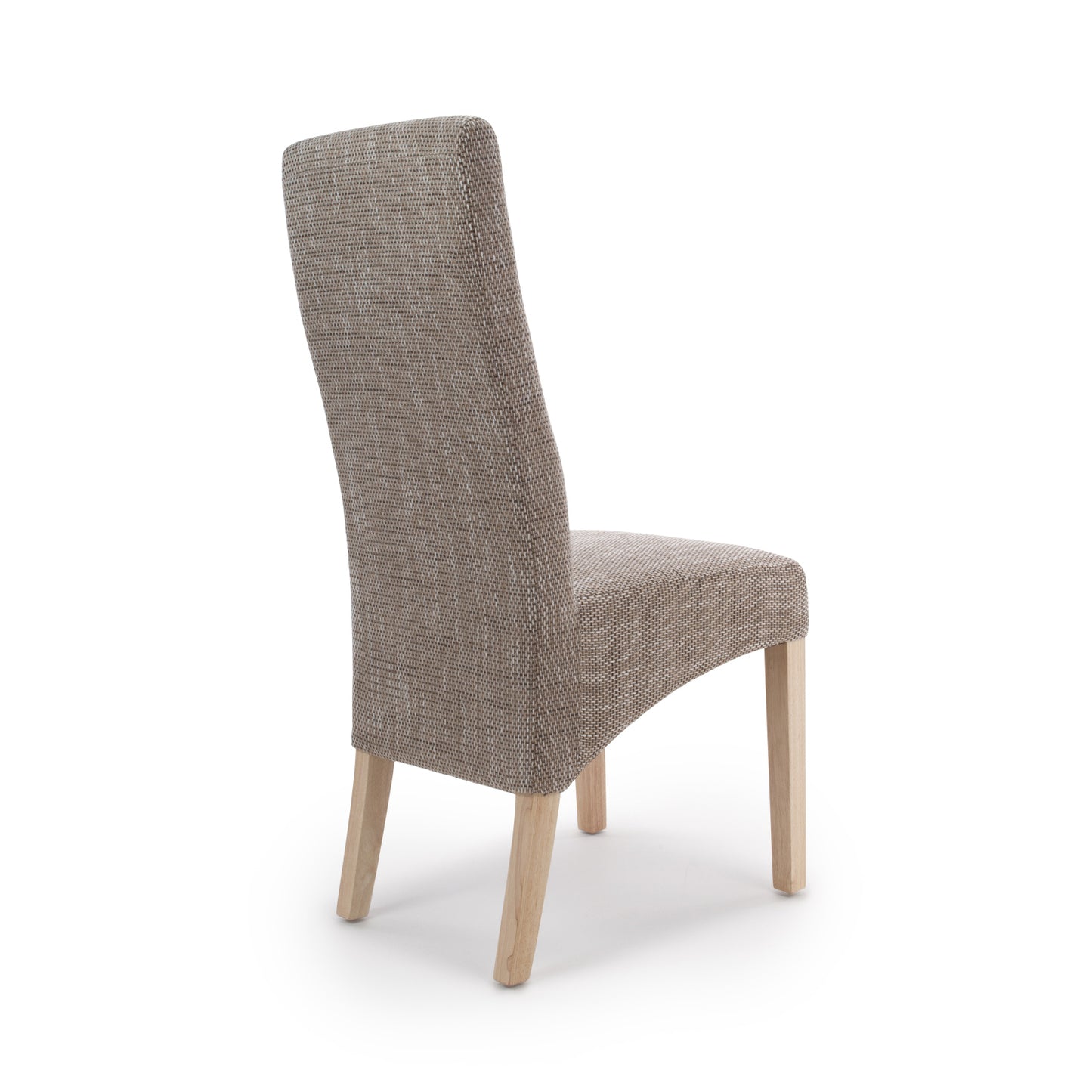 Brown Tweed Fabric Dining Chair Light Wood Legs