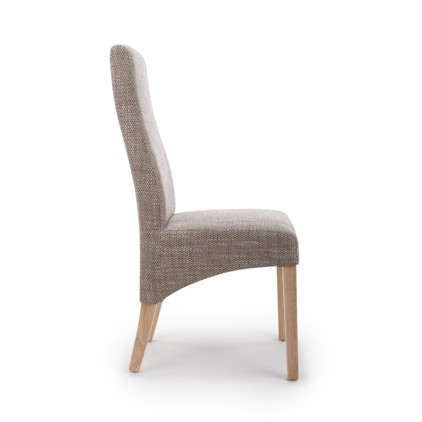 Brown Tweed Fabric Dining Chair Light Wood Legs