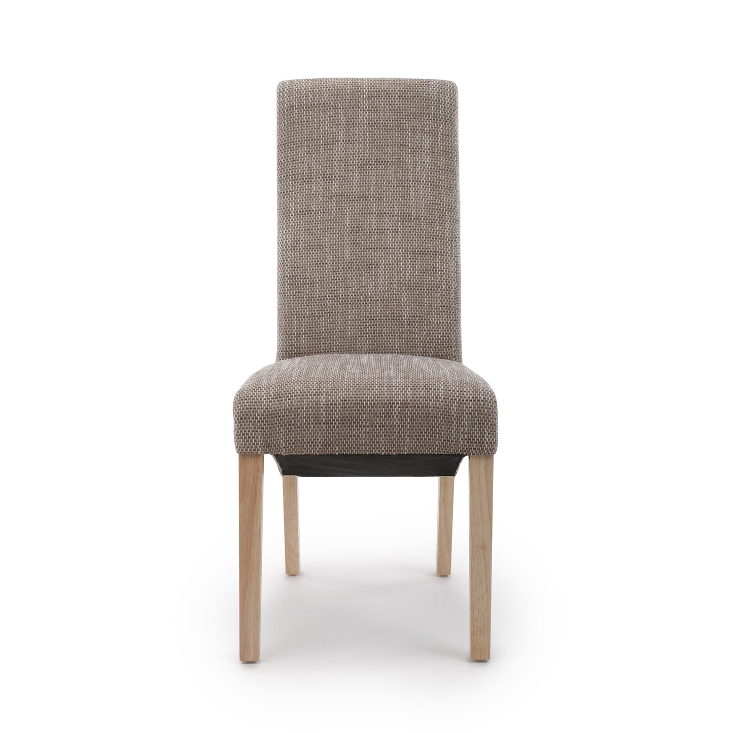 Brown Tweed Fabric Dining Chair Light Wood Legs