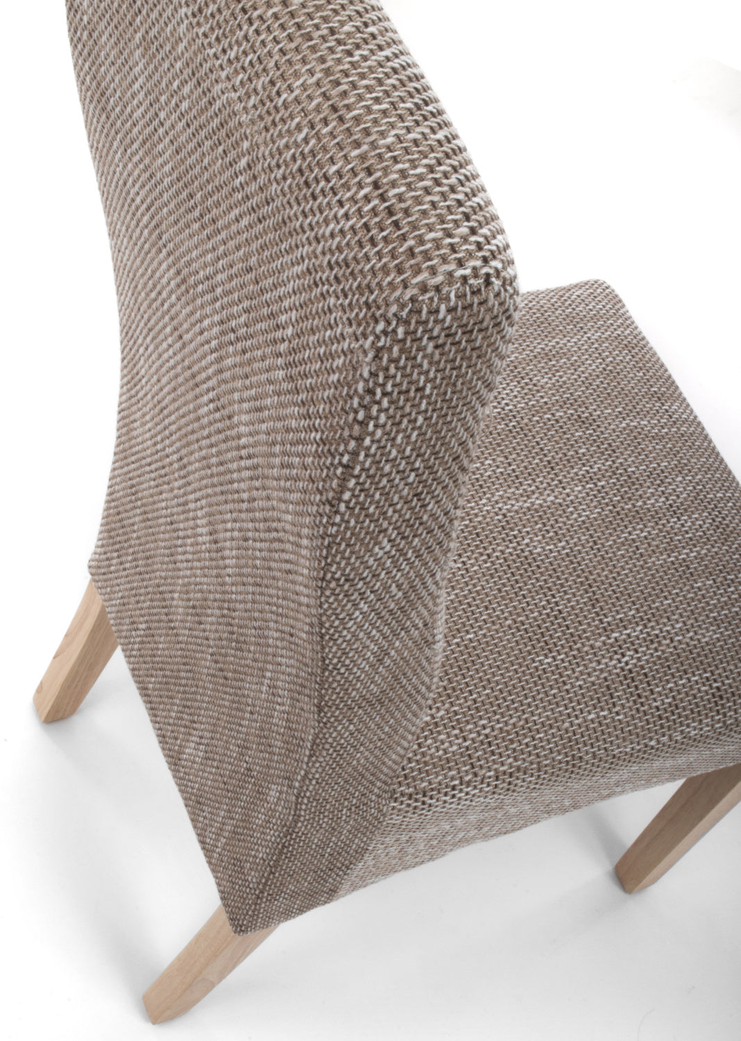Brown Tweed Fabric Dining Chair Light Wood Legs