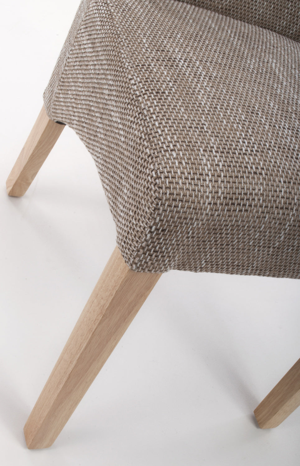 Brown Tweed Fabric Dining Chair Light Wood Legs