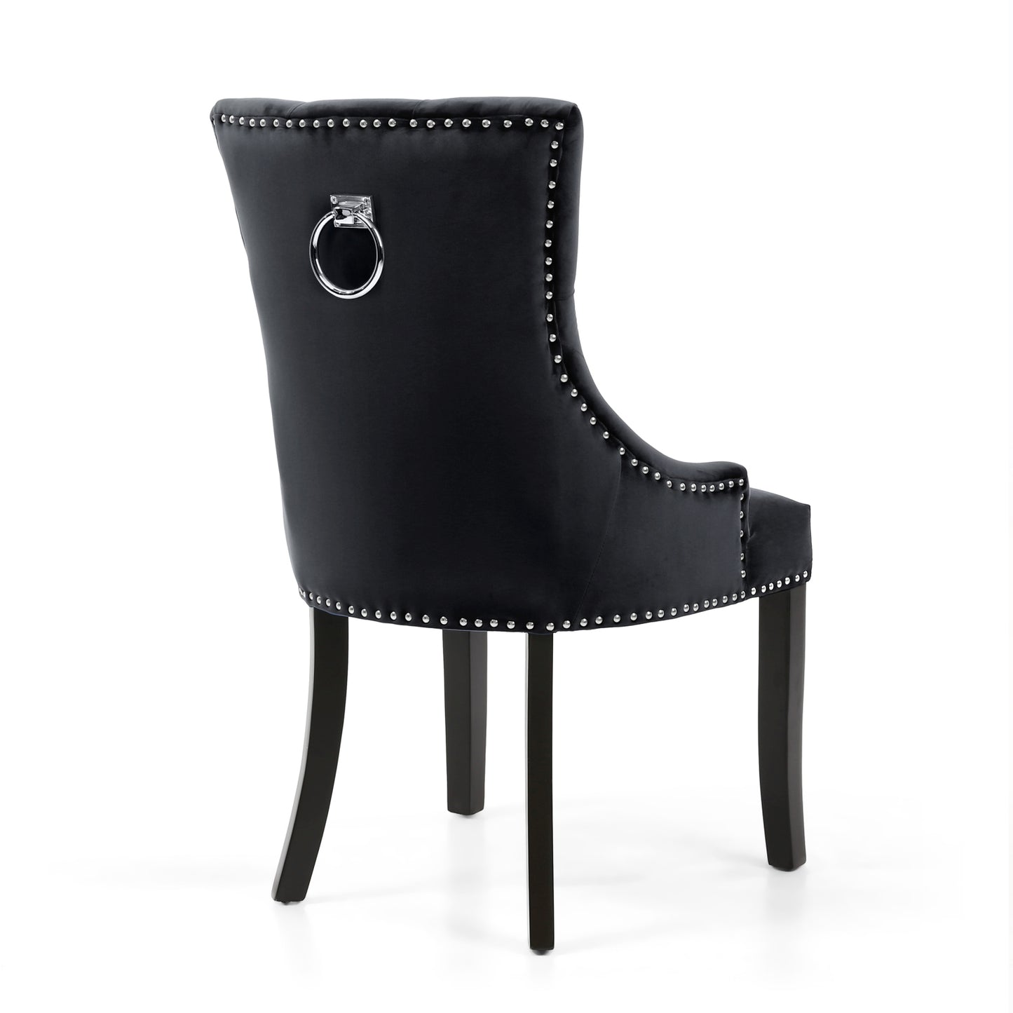 Black Brushed Velvet Knocker Ring Back Dining Chair