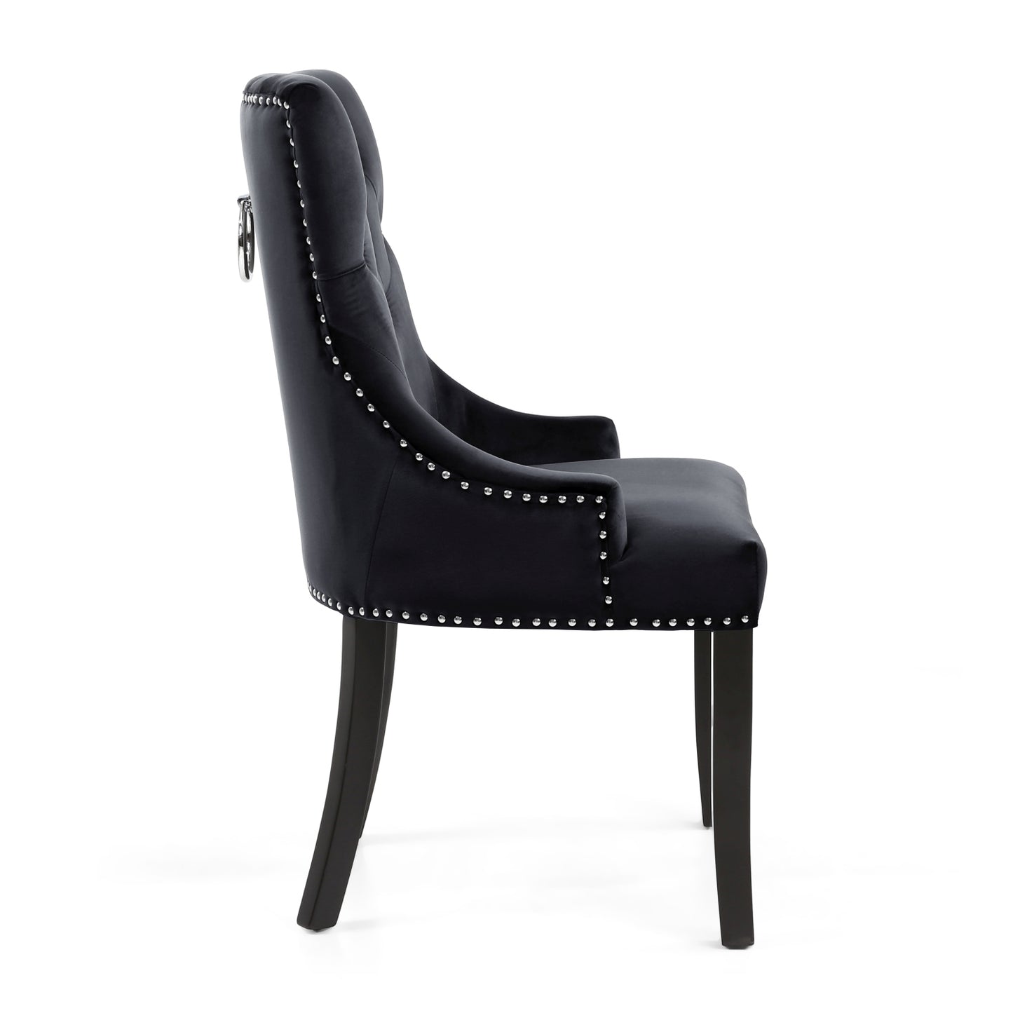 Black Brushed Velvet Knocker Ring Back Dining Chair