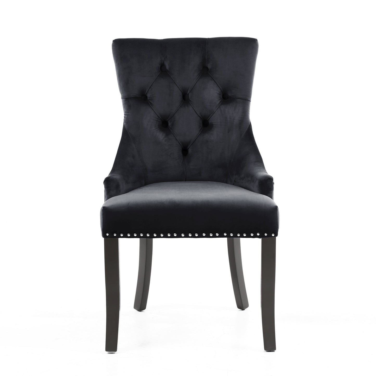 Black Brushed Velvet Knocker Ring Back Dining Chair