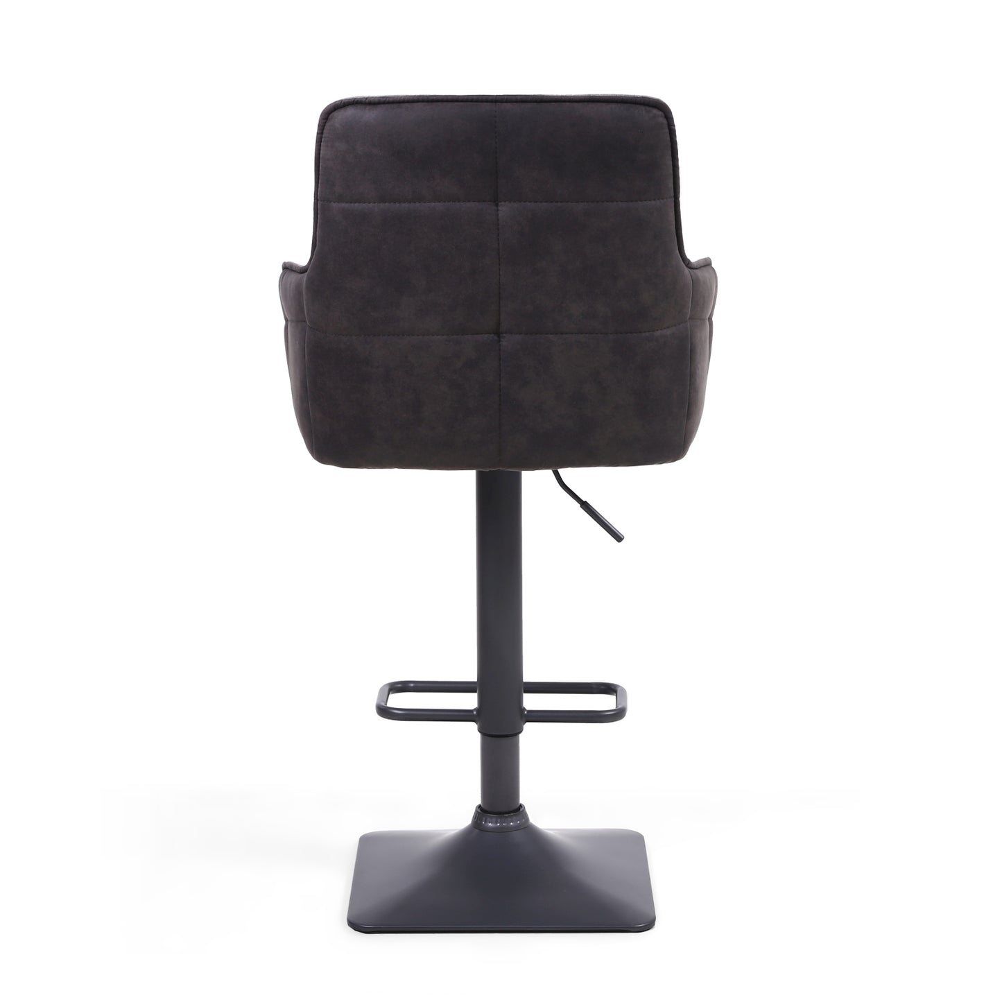Grey Suede Adjustable Bar Stool Black Metal Base