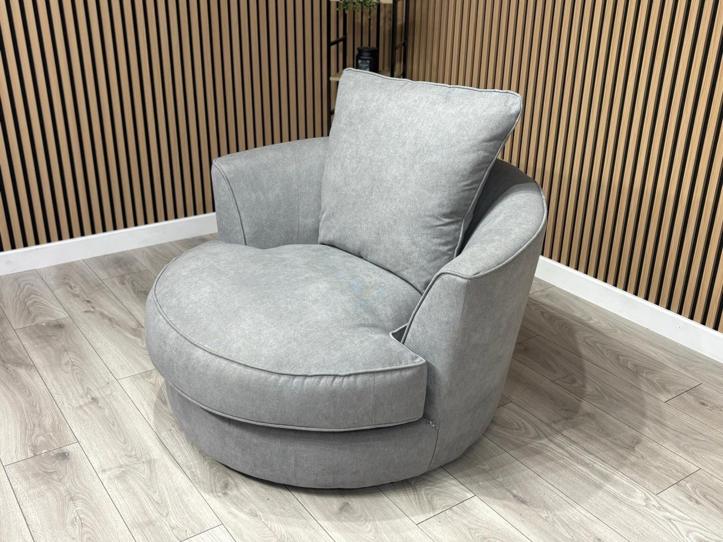 Furniture Village LEGEND Fabric Swivel Chair / Armchair, Pewter - RRP £845