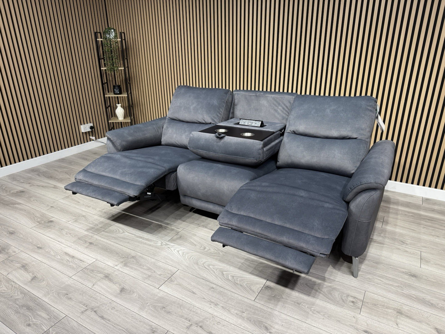 F. Village DAYTONA Fabric 3 Seater Power Recliner Bluetooth Sofa - RRP £1,695