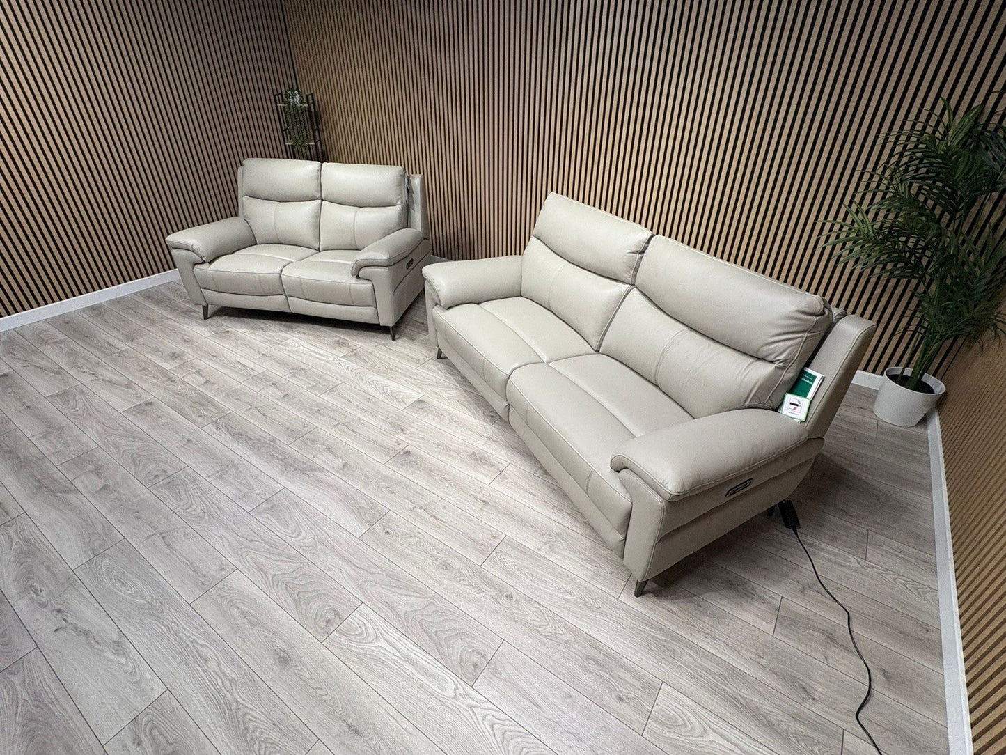 Furniture Village PANACHE Style Leather 3 + 2 Seater Power Recliner Sofa Set
