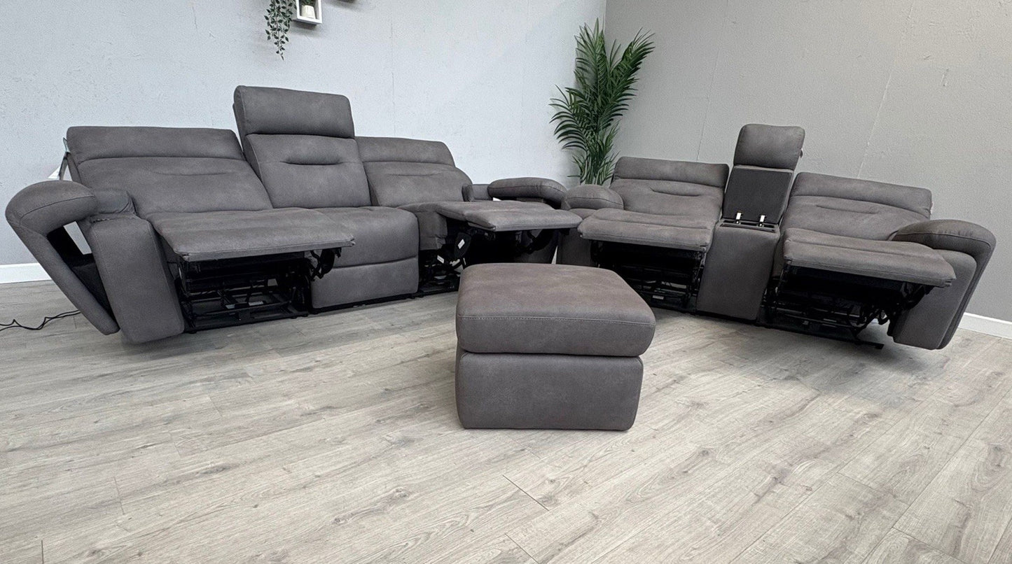 Furniture Village CINEMAX 3 + 2 Seater Power Recliner Media Sofa Set + Footstool