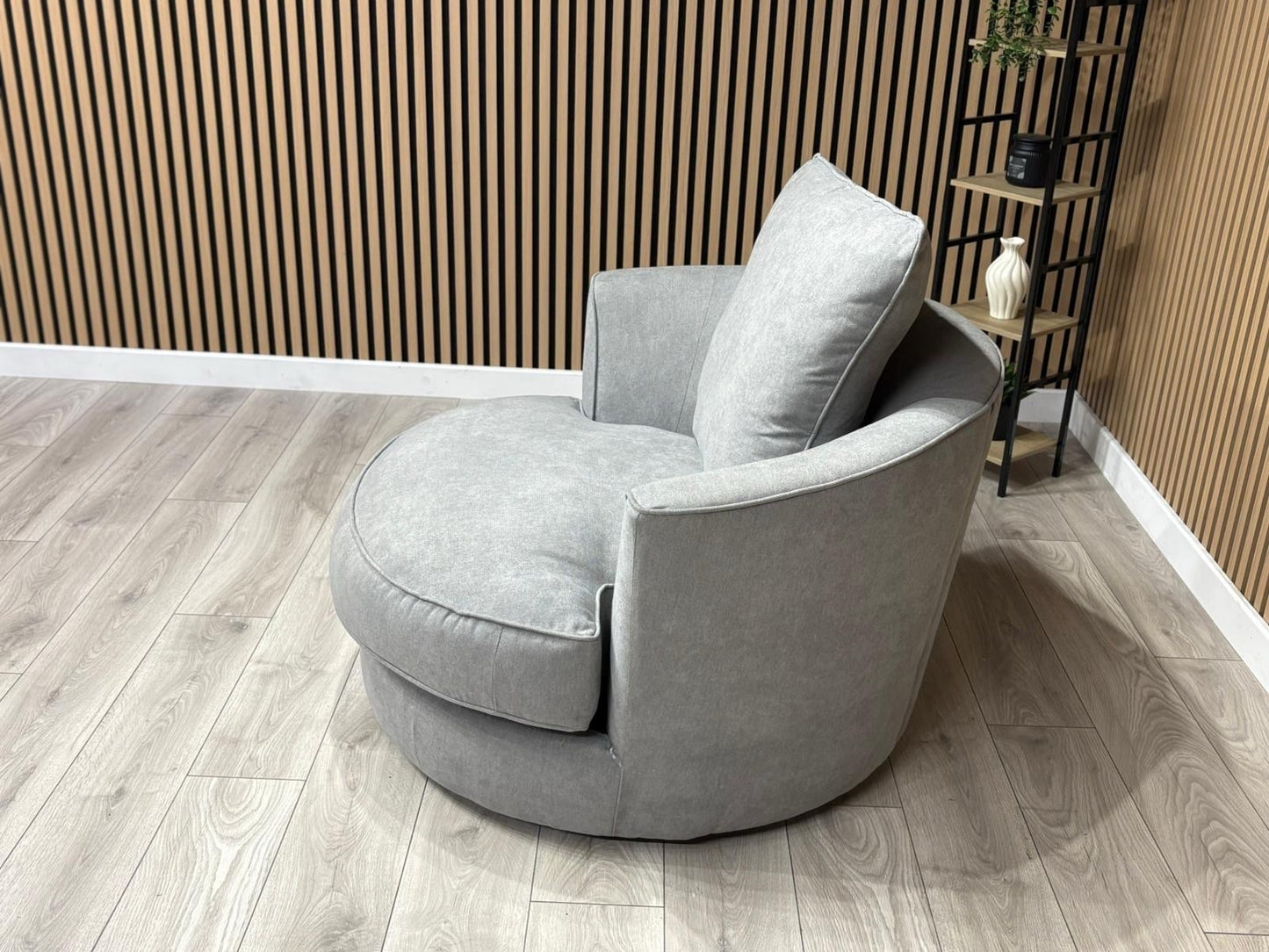 Furniture Village LEGEND Fabric Swivel Chair / Armchair, Pewter - RRP £845