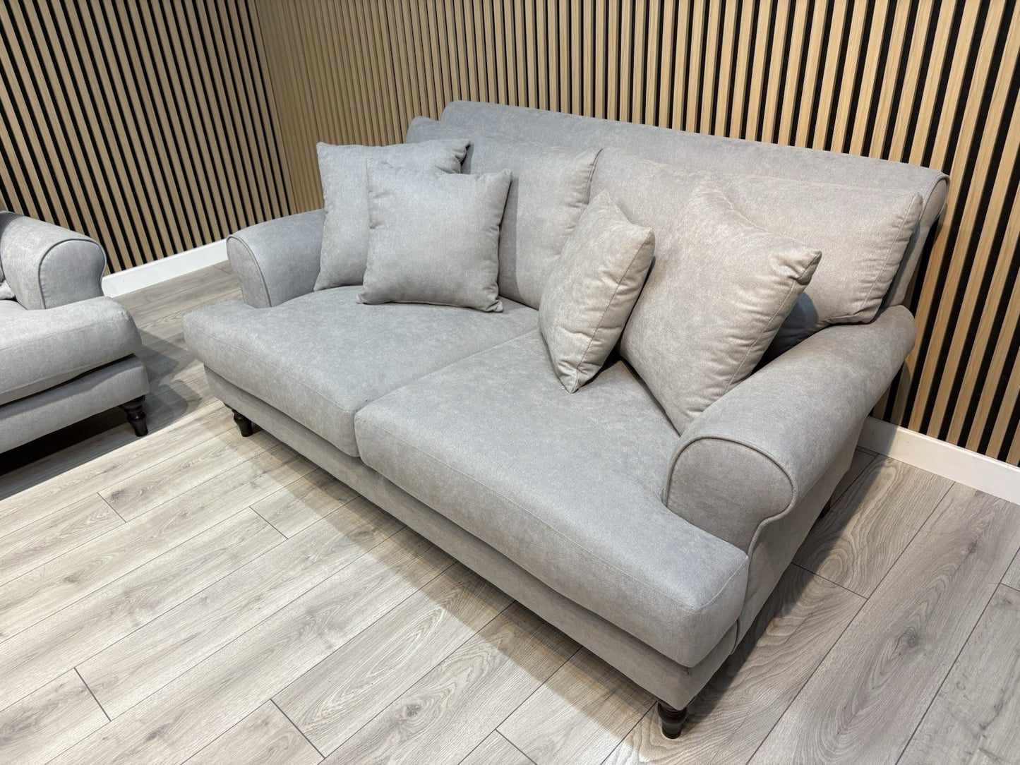 Laura Ashley LYNDEN Style Fabric 3 Seater + 2 Seater Sofa Set, Grey - RRP £2,500