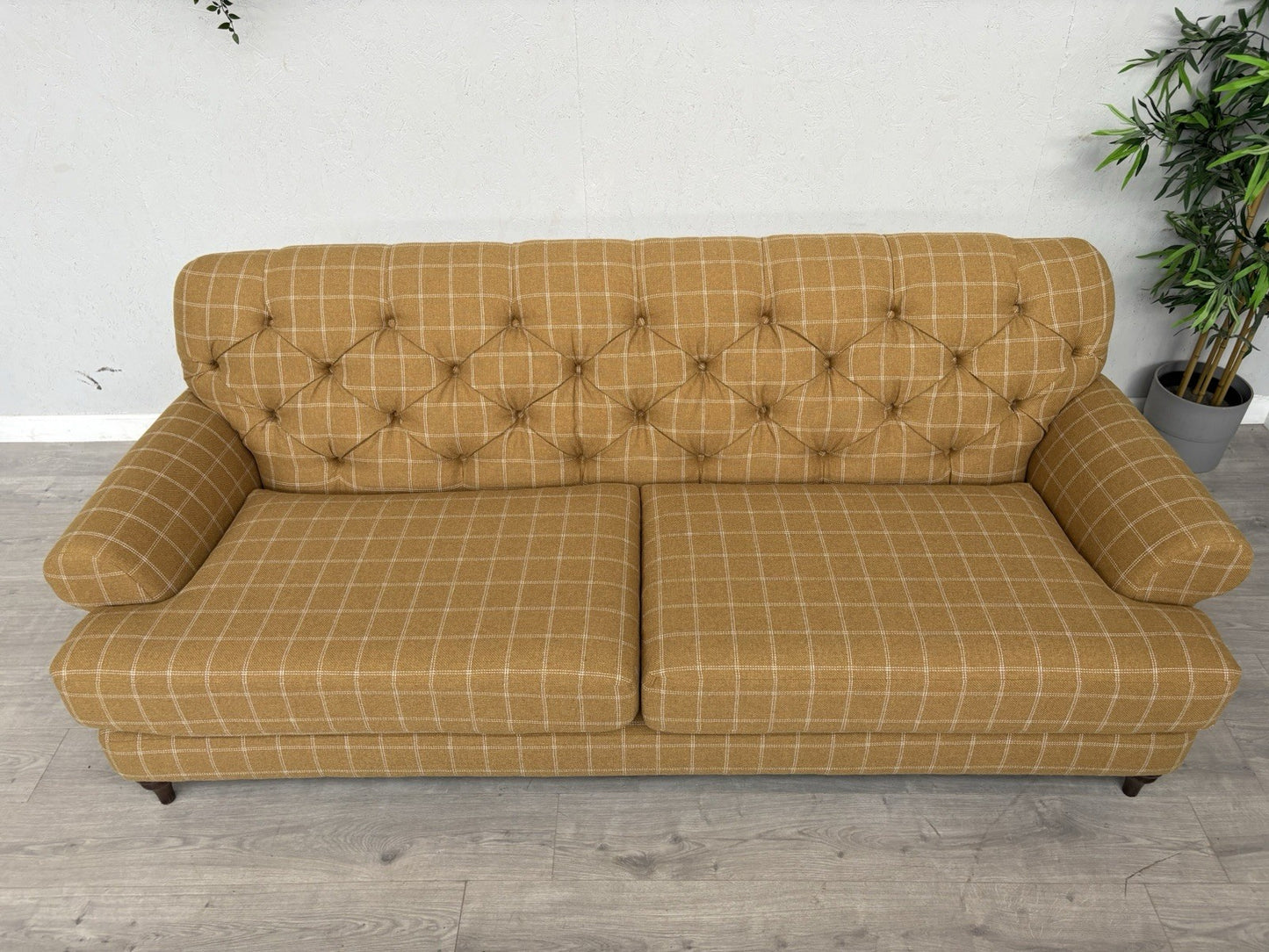 Dunelm - CANTERBURY 4 Seater Chesterfield Sofa, Check Ochre - RRP £1399