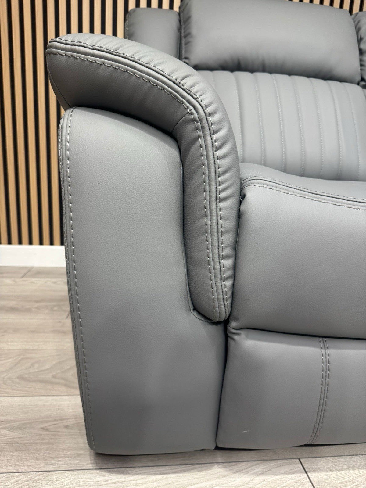DOMINO 3 Seater + 2 Seater Leather Sofa Set, Power Recliners - RRP £2,995