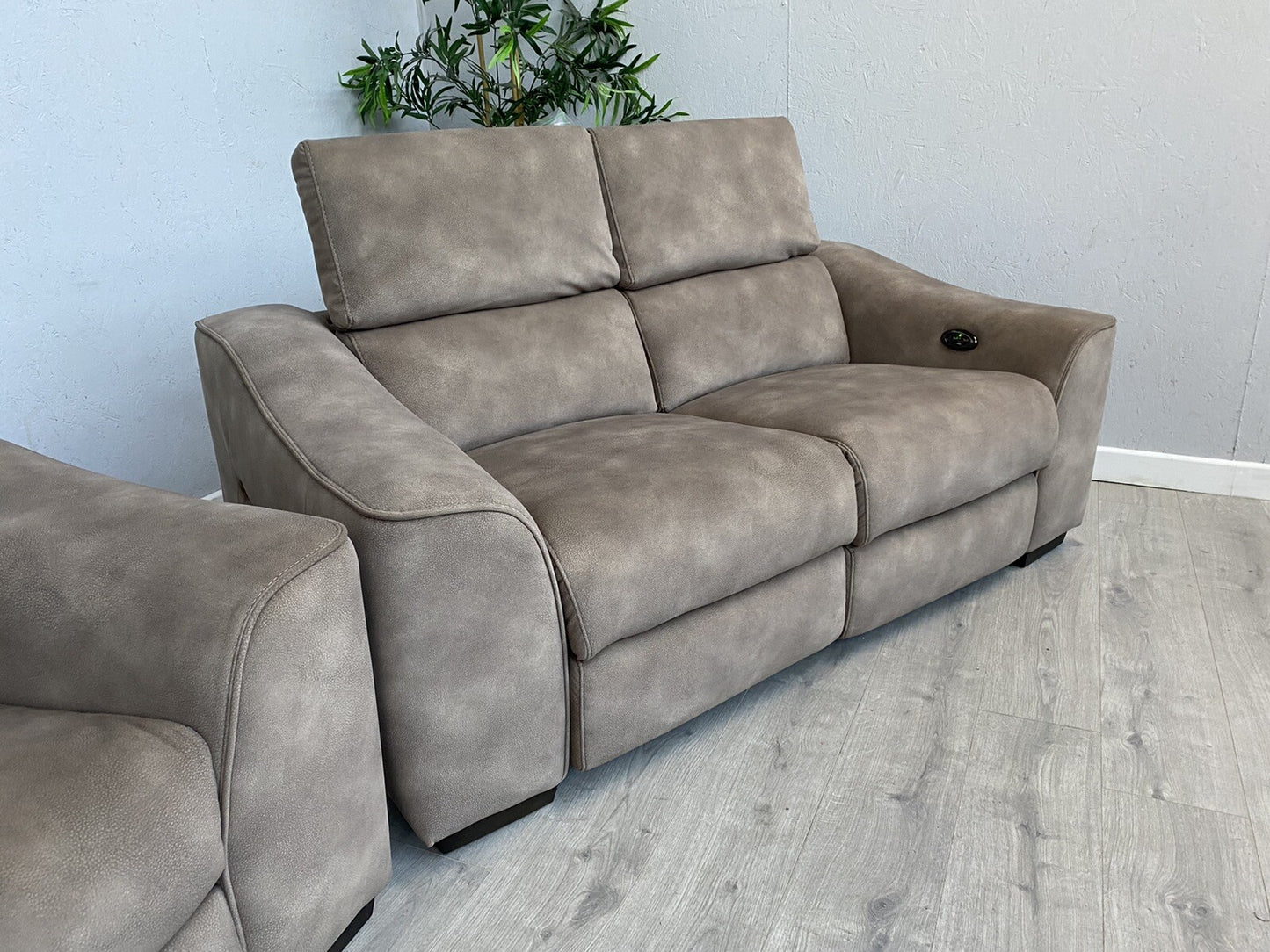 Furniture Village ELIXIR Fabric 3 Seater Sofa Bed + 2 Seater Power Recliner Sofa