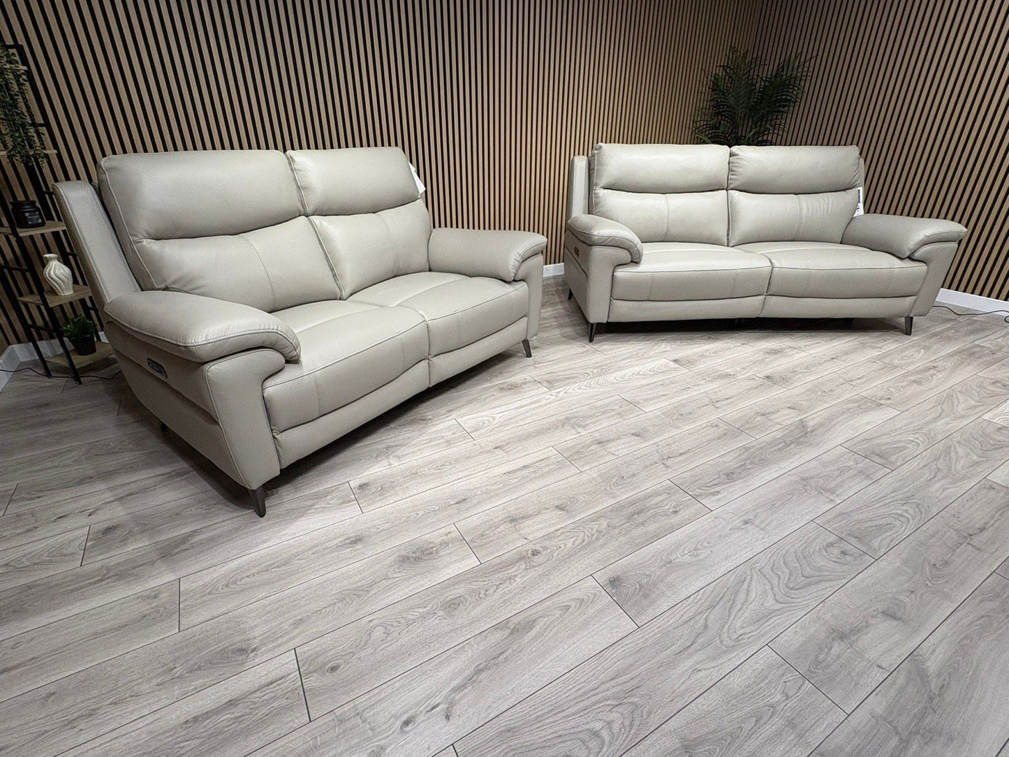 Furniture Village PANACHE Style Leather 3 + 2 Seater Power Recliner Sofa Set