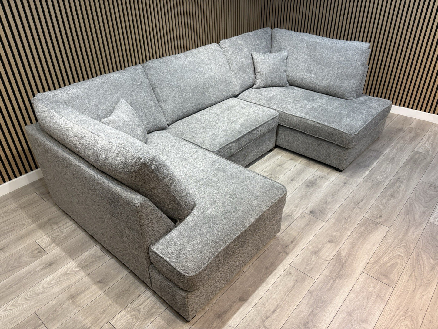 CARNABY Premium Fabric U Shaped Corner Chaise Sofa + Footstool - RRP £1,999