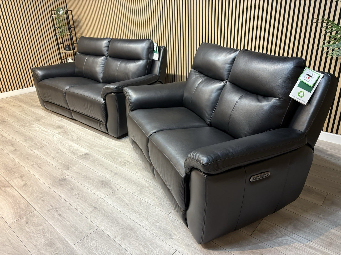 NAVONA 3 Seater + 2 Seater Leather Sofa Set, Power Recliners - RRP £3,498