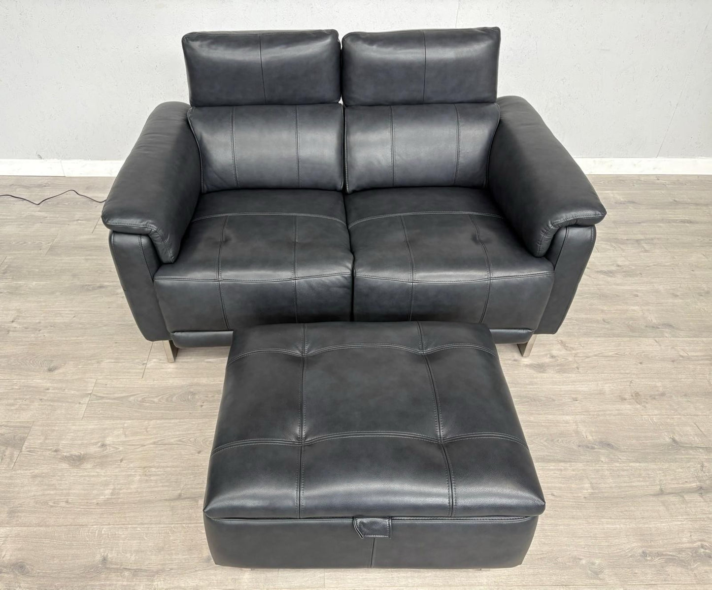 Furniture Village MOET Leather 2 Seater Power Recliner Sofa + Stool - RRP £3,290