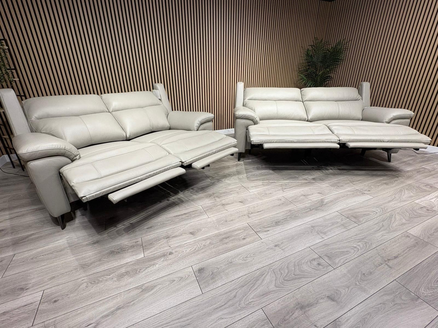 Furniture Village PANACHE Style Leather 3 + 2 Seater Power Recliner Sofa Set