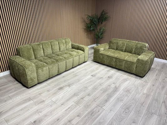 PARIS Fabric 3 Seater + 2 Seater Sofa Set, Olive - RRP £2,578