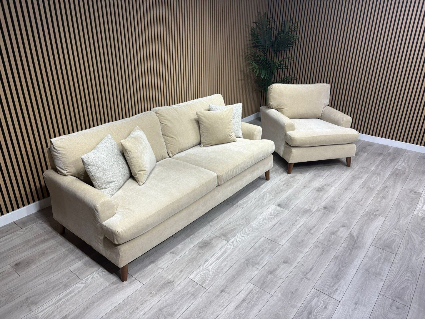 Furniture Village JACKSON Fabric Velvet 4 Seater Sofa + Armchair - RRP £1,840
