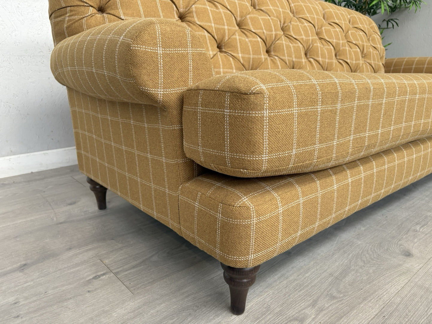 Dunelm - CANTERBURY 4 Seater Chesterfield Sofa, Check Ochre - RRP £1399