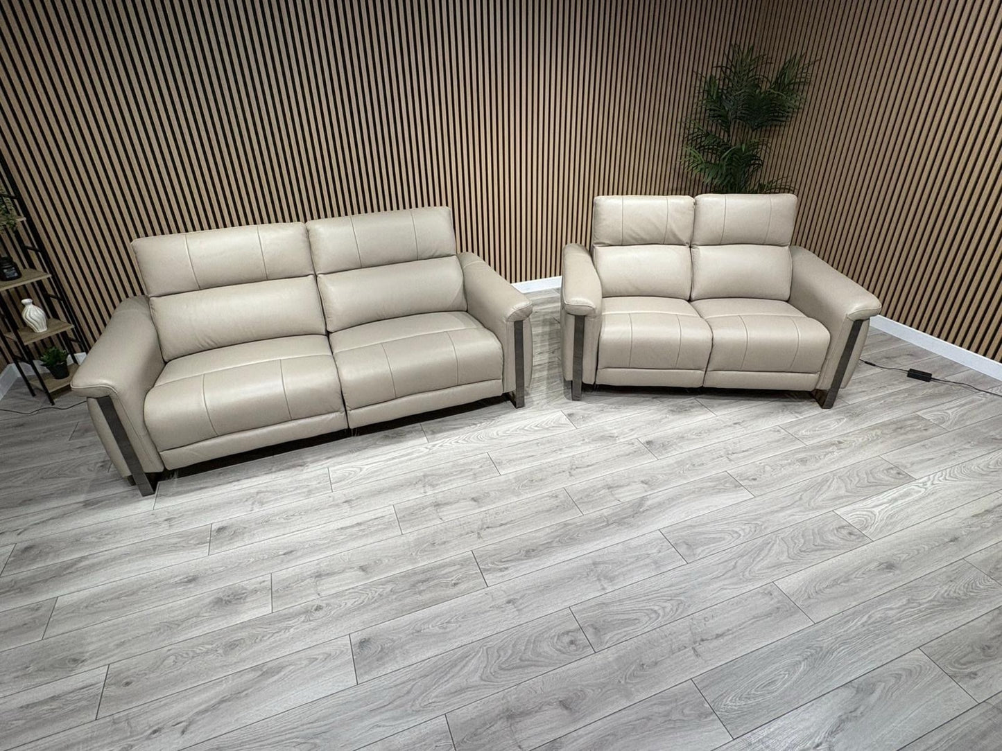 Furniture Village GISELLA Style Leather 3 + 2 Seater Power Recliner Sofa Set