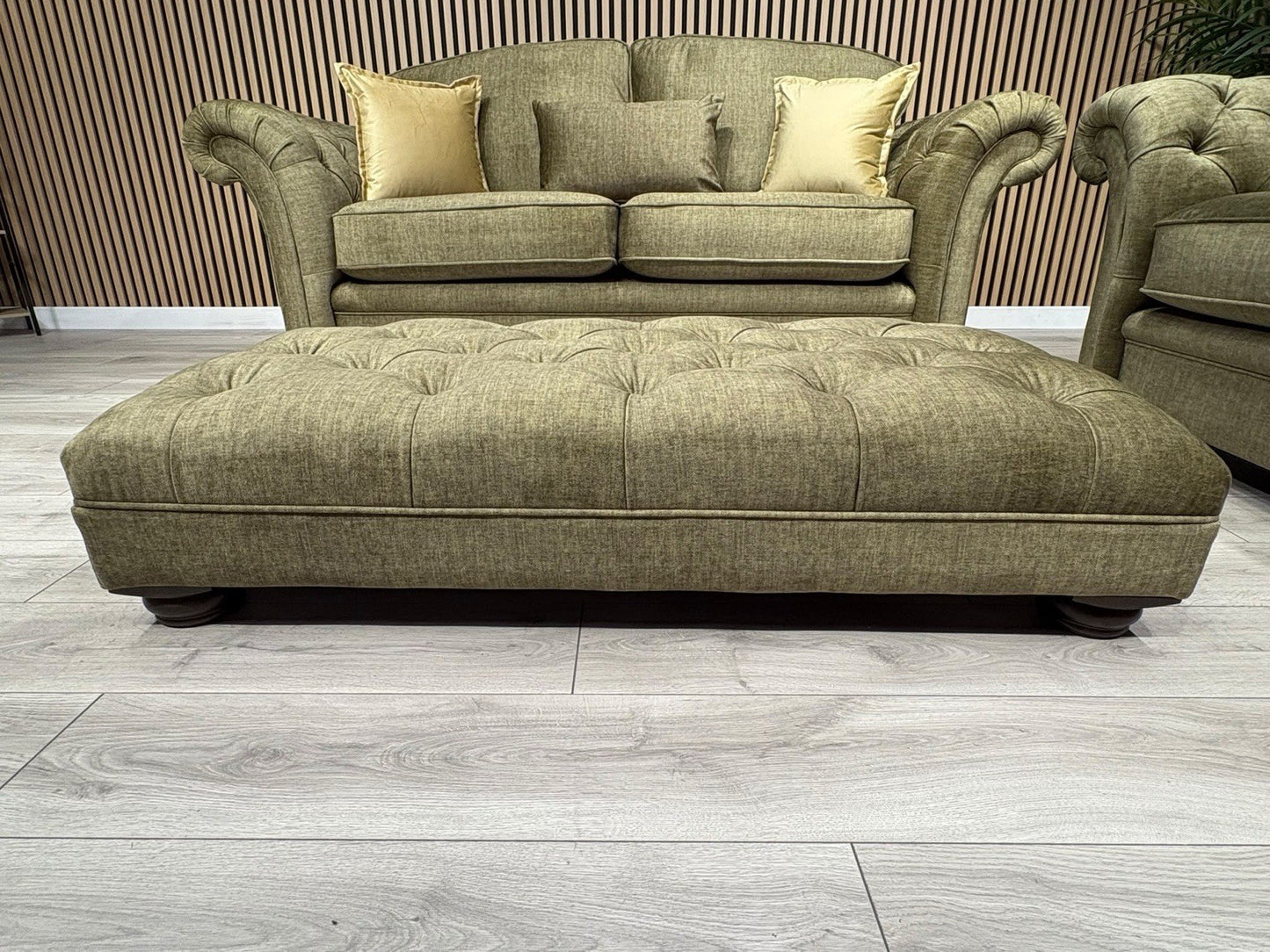 A&J Victoria Fabric 3 Seater Sofa + Love Chair + Footstool Set - RRP £4897
