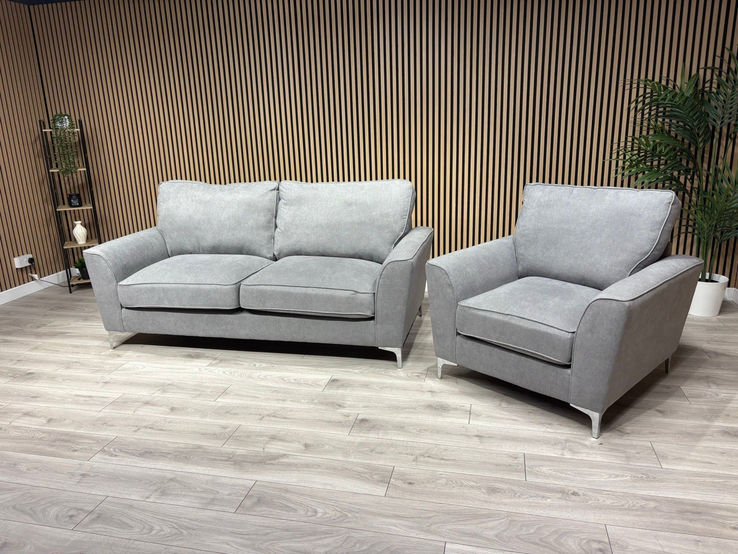 Furniture Village LEGEND Fabric 3 Seater Sofa + Armchair, Pewter - RRP £1,990