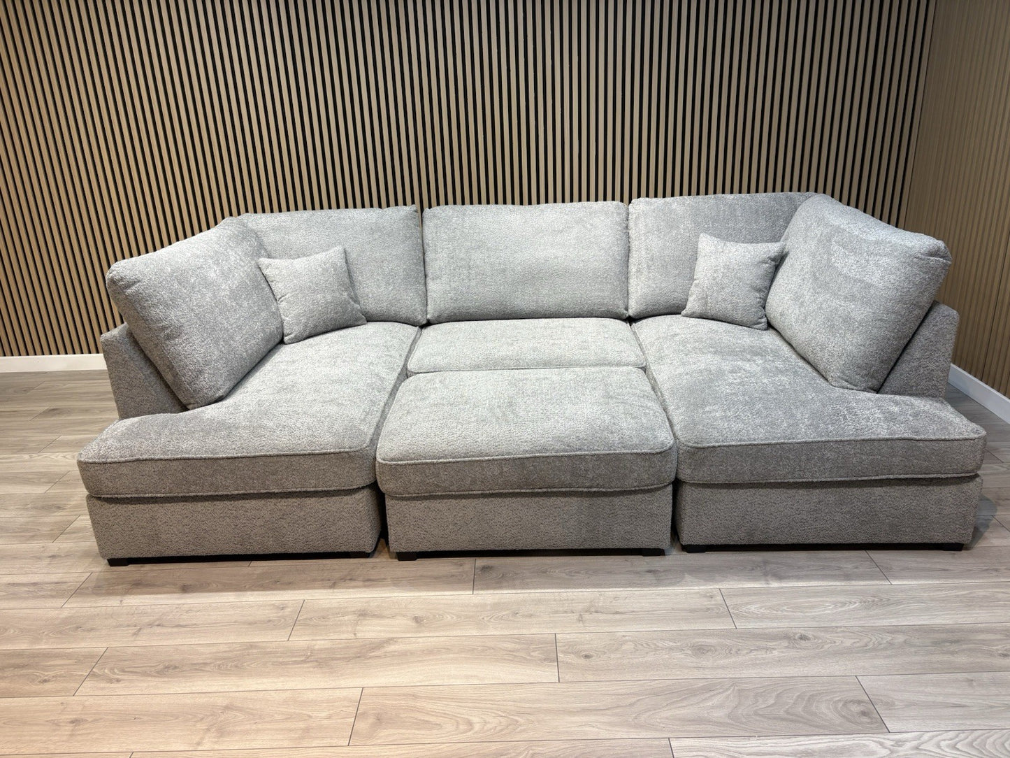 CARNABY Premium Fabric U Shaped Corner Chaise Sofa + Footstool - RRP £1,999