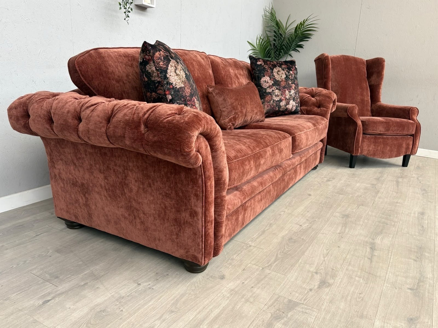 Victoria Fabric 4 Seater Sofa + Wingback Chair Set - RRP £3598