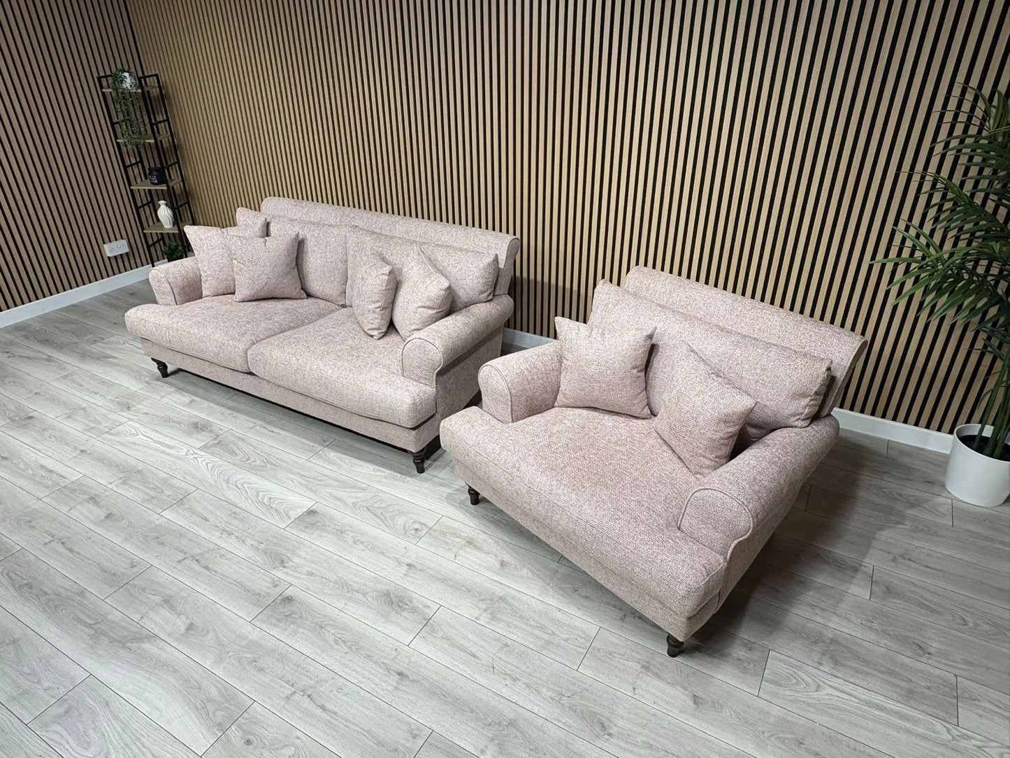 Laura Ashley LYNDEN Style Fabric 3 Seater Sofa + 1 Snuggle Chair - RRP £2895