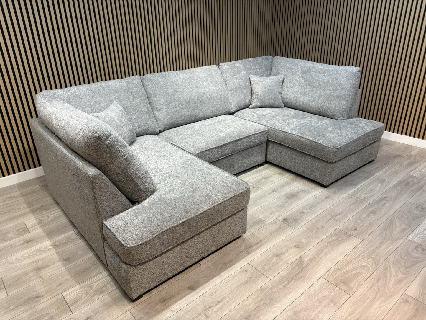 CARNABY Premium Fabric U Shaped Corner Chaise Sofa + Footstool - RRP £1,999