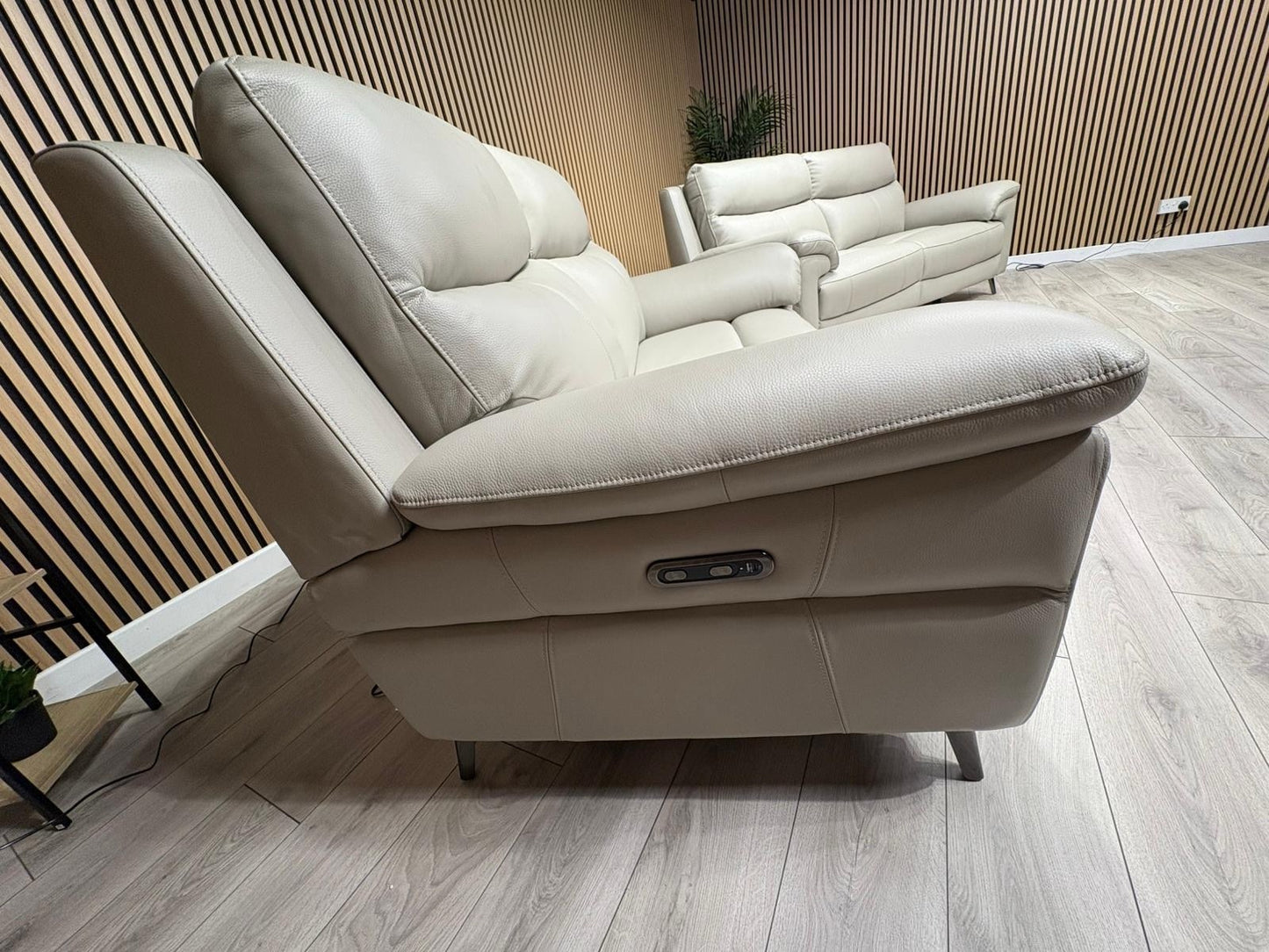 Furniture Village PANACHE Style Leather 3 + 2 Seater Power Recliner Sofa Set