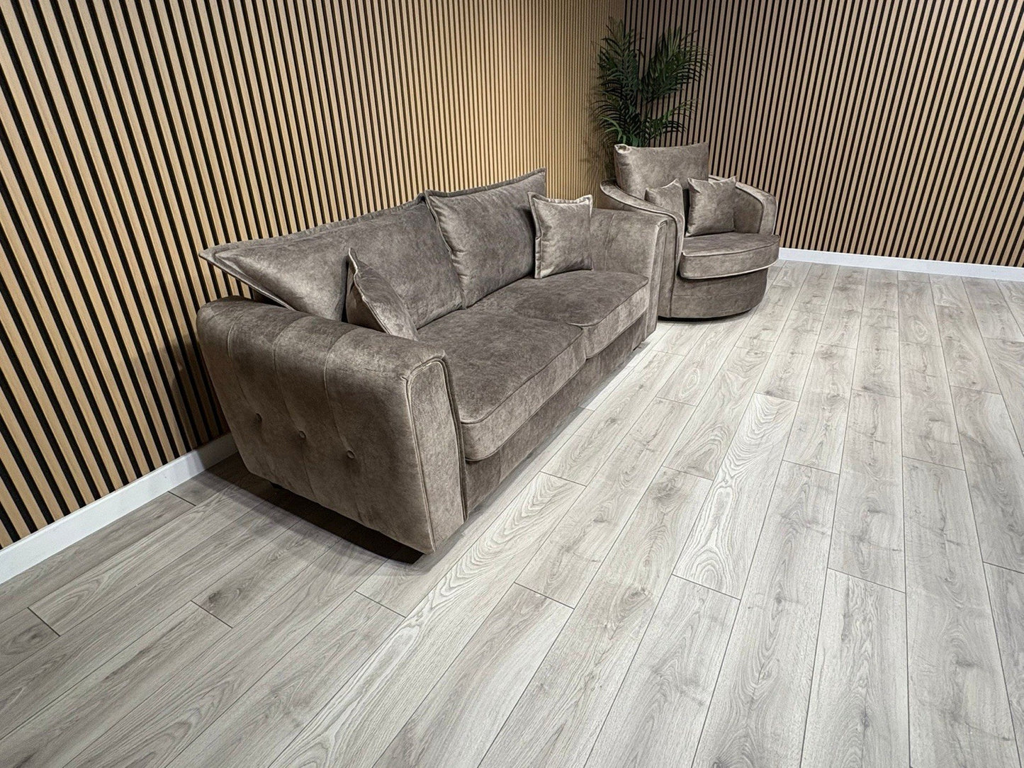 DFS - CHERISHED Style 3 Seater Sofa + Swivel Armchair, Formal Back - RRP £2,248