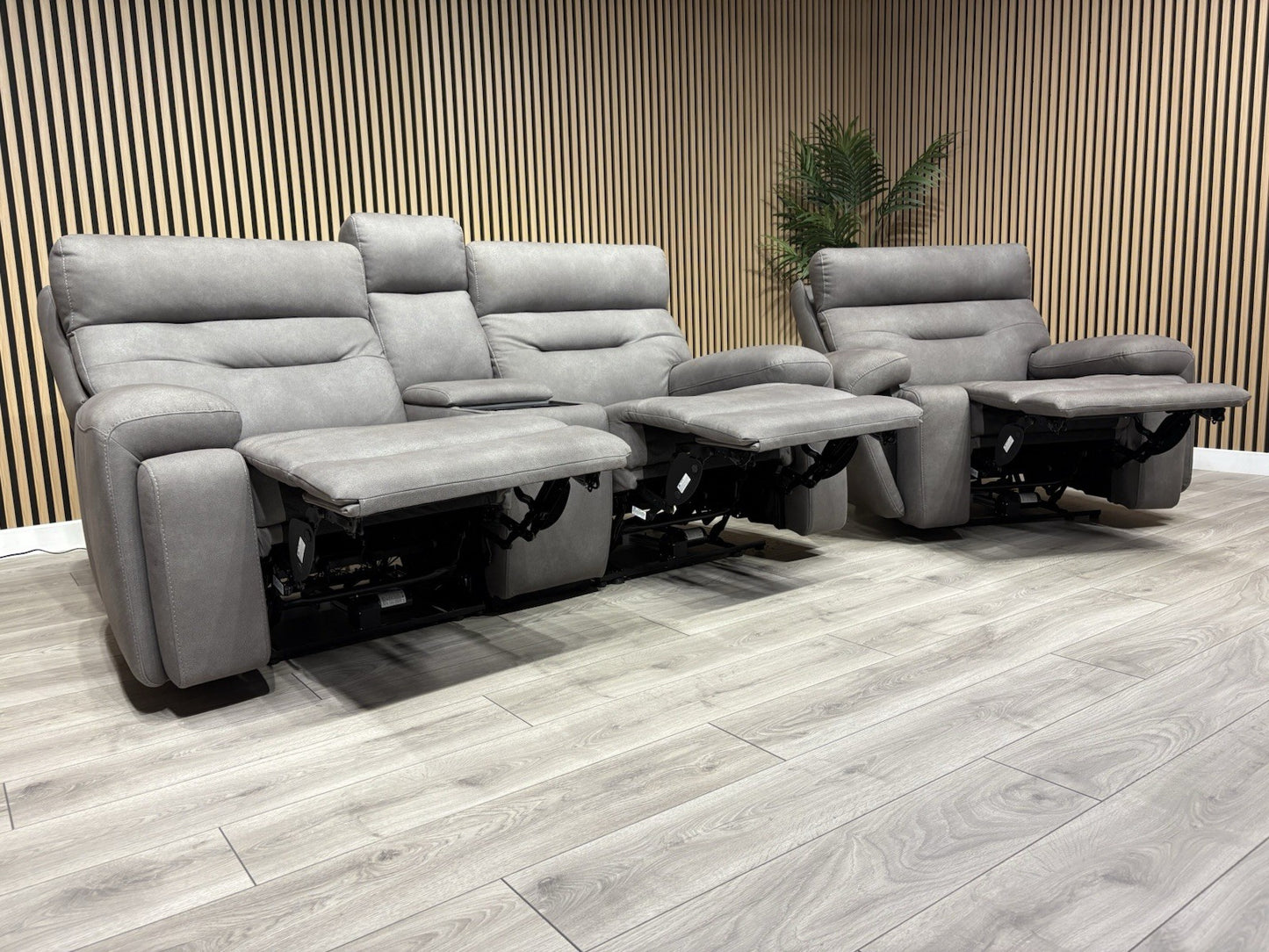 F. Village CINEMAX Fabric 2 Seater Media Sofa, Media Armchair + Stool RRP £4,385